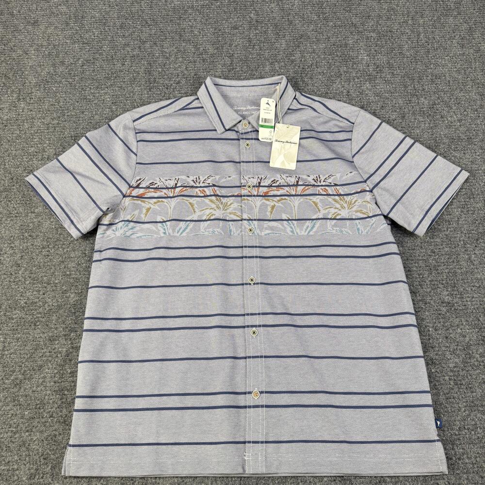Tommy Bahama Shirt Mens Large Button Up Hidden Floral Palms Camp IslandZone